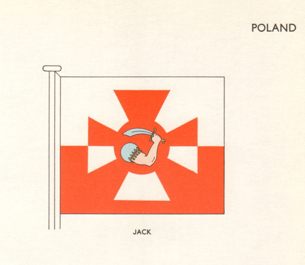 POLAND FLAGS. Jack 1964 old vintage print picture